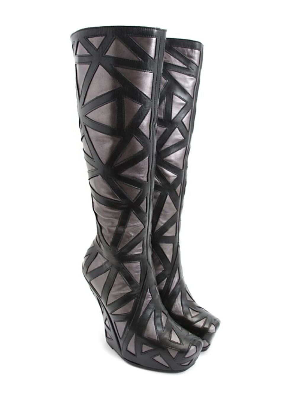 John Fluevog Black & Silver LA Malibu Boots Women US size 9 (Rare, Cosplay). - Picture 1 of 8